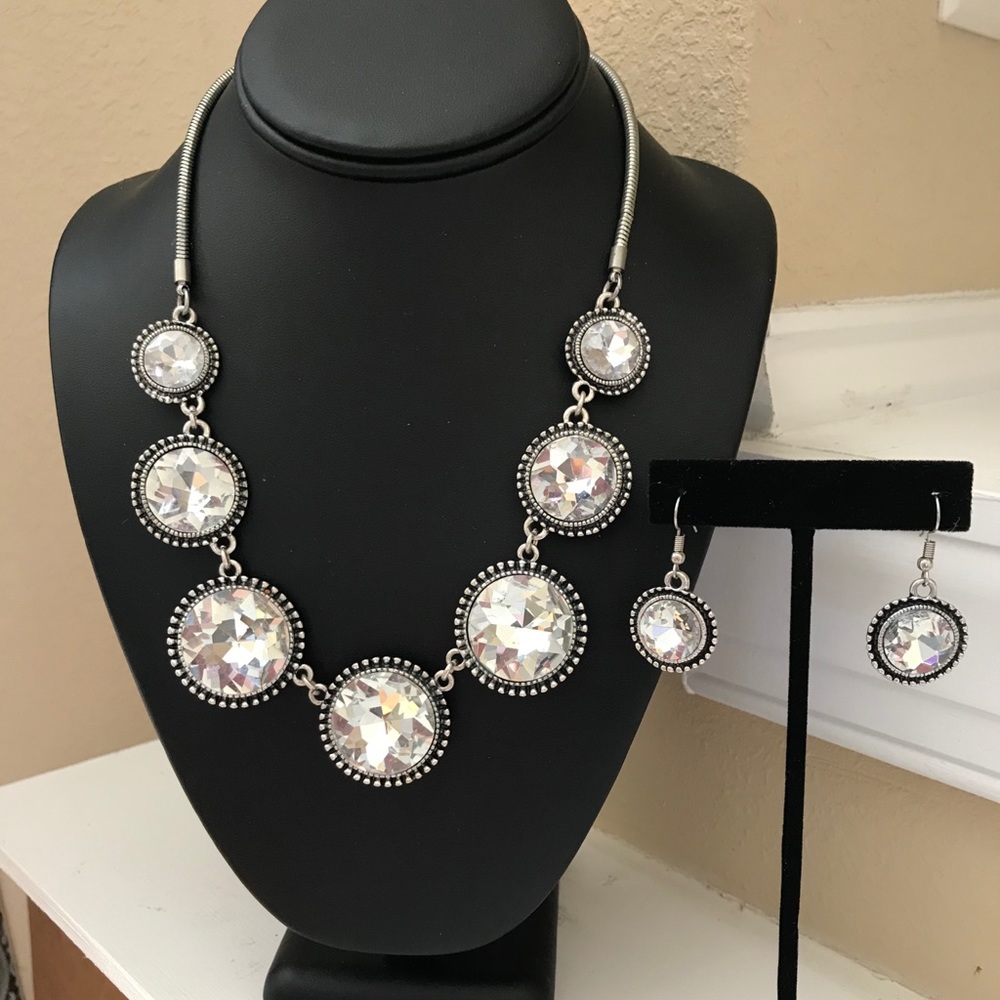 New York & Co Rhinestone Necklace & Earring Set